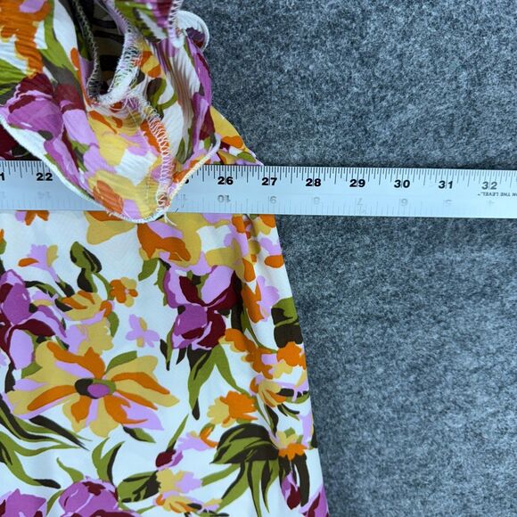 Cato Blouse Women 26/28W Plus White Floral Short Sleeve Round Neck Hook & Eye - Picture 5 of 7